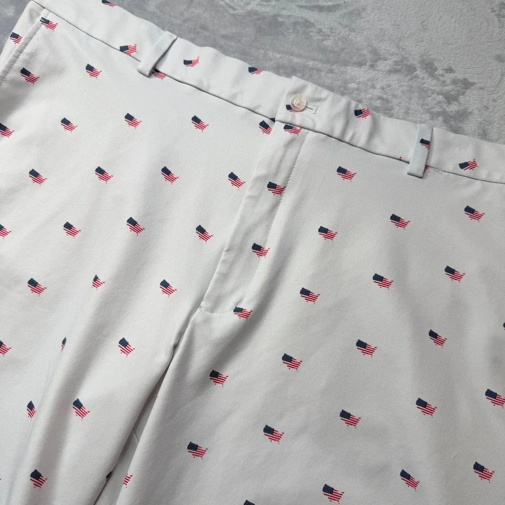 Walter Hagen 11 Majors Mens Golf Shorts White American Flag Print Size 42